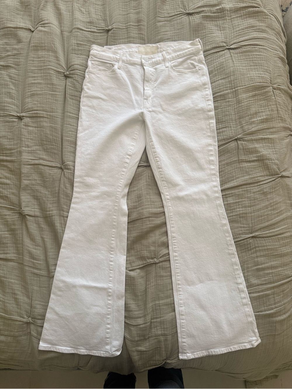 MOTHER White Denim Jeans with Copper Rivets - Picture 2 of 6